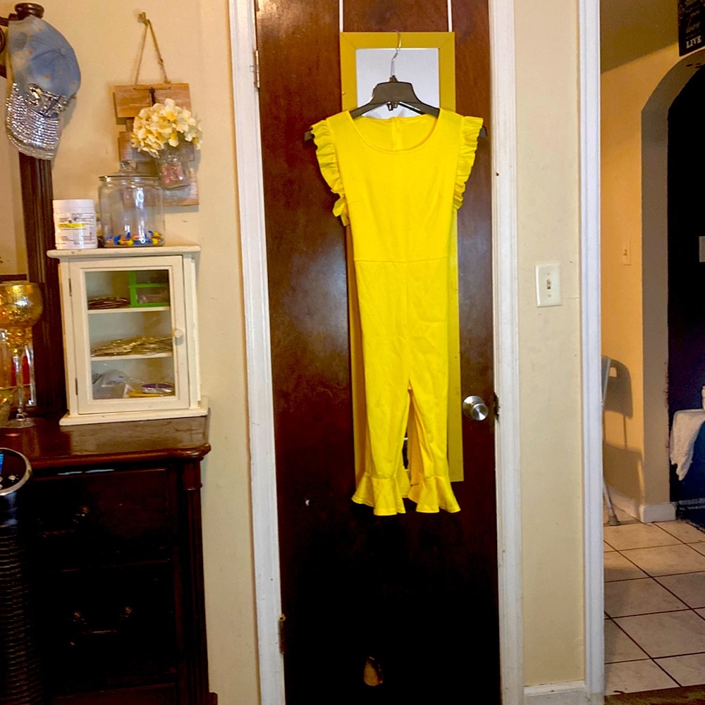 Yellow romper with tie